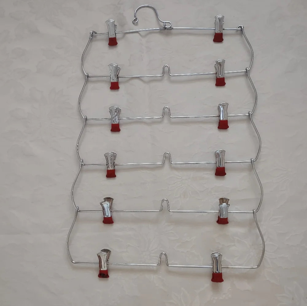 Hanger 6 Tiers 12 Non Slip Clips Red Folding